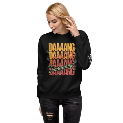Amp'd Up Custom DANG Sweatshirt in Black with Bold Colorful Text Design for Casual Wear