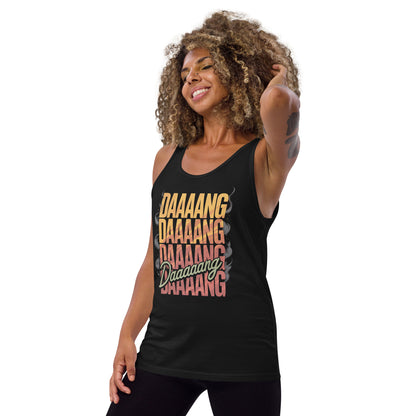 Amp'd Up Custom DANG Tank Top in Black with Colorful DAAANG Graphic Design