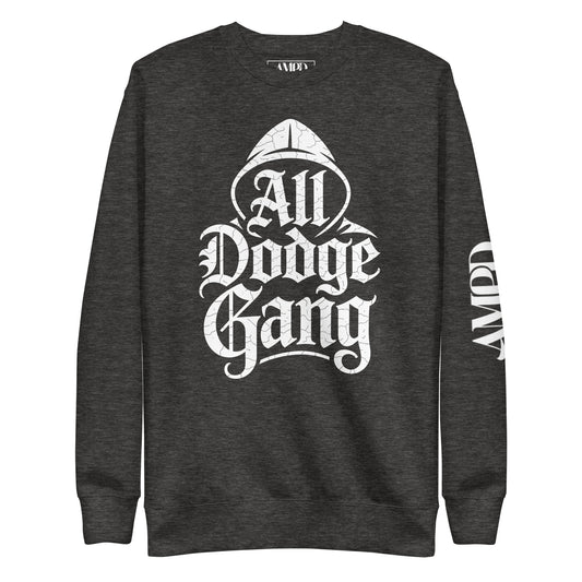 Dodge Gang Sweatshirt by Amp'd Up Custom with stylish print for car enthusiasts in premium quality pullover.