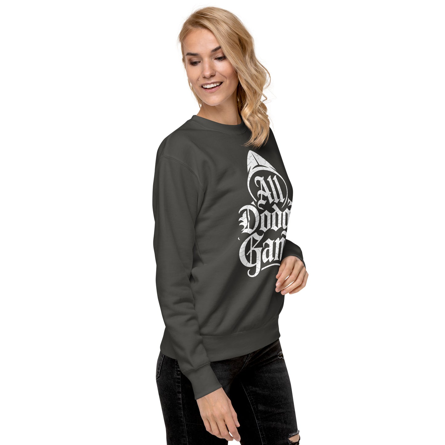 Dodge Gang Sweatshirt, Car Enthusiast Premium Quality Pullover in dark gray with stylish graphic design