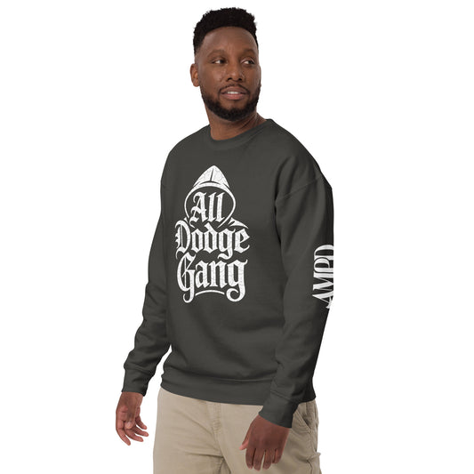 Dodge Gang Sweatshirt from Amp'd Up Custom featuring bold graphics, perfect for car enthusiasts