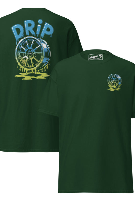 Amp'd Up Custom Drip T-Shirt Graphic on Back with Wheel Design and Dripping Effect