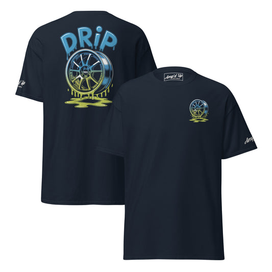 Amp'd Up Custom Drip T-Shirt Graphic on Back with Colorful Wheel Design