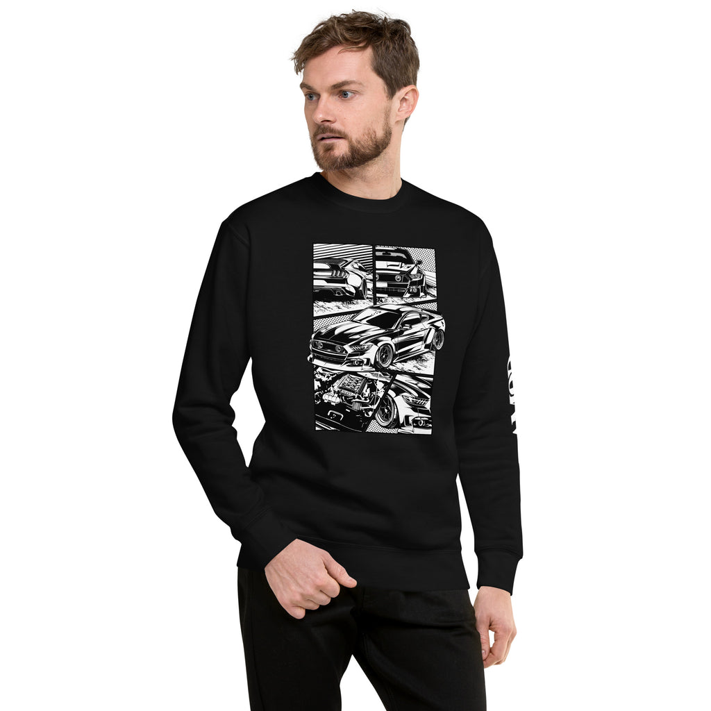 Ford Mustang GT 5.0 Comic Panel American Muscle Graphic Sweatshirt | AMPD featuring bold graphic design