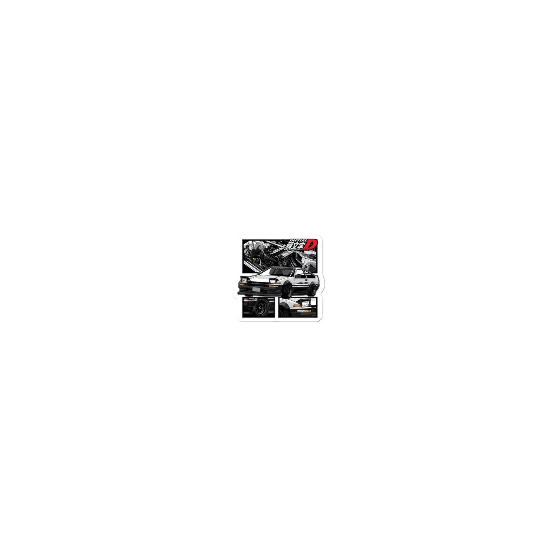 Initial D sticker featuring sleek racing cars and dynamic graphic design for fans of the anime series