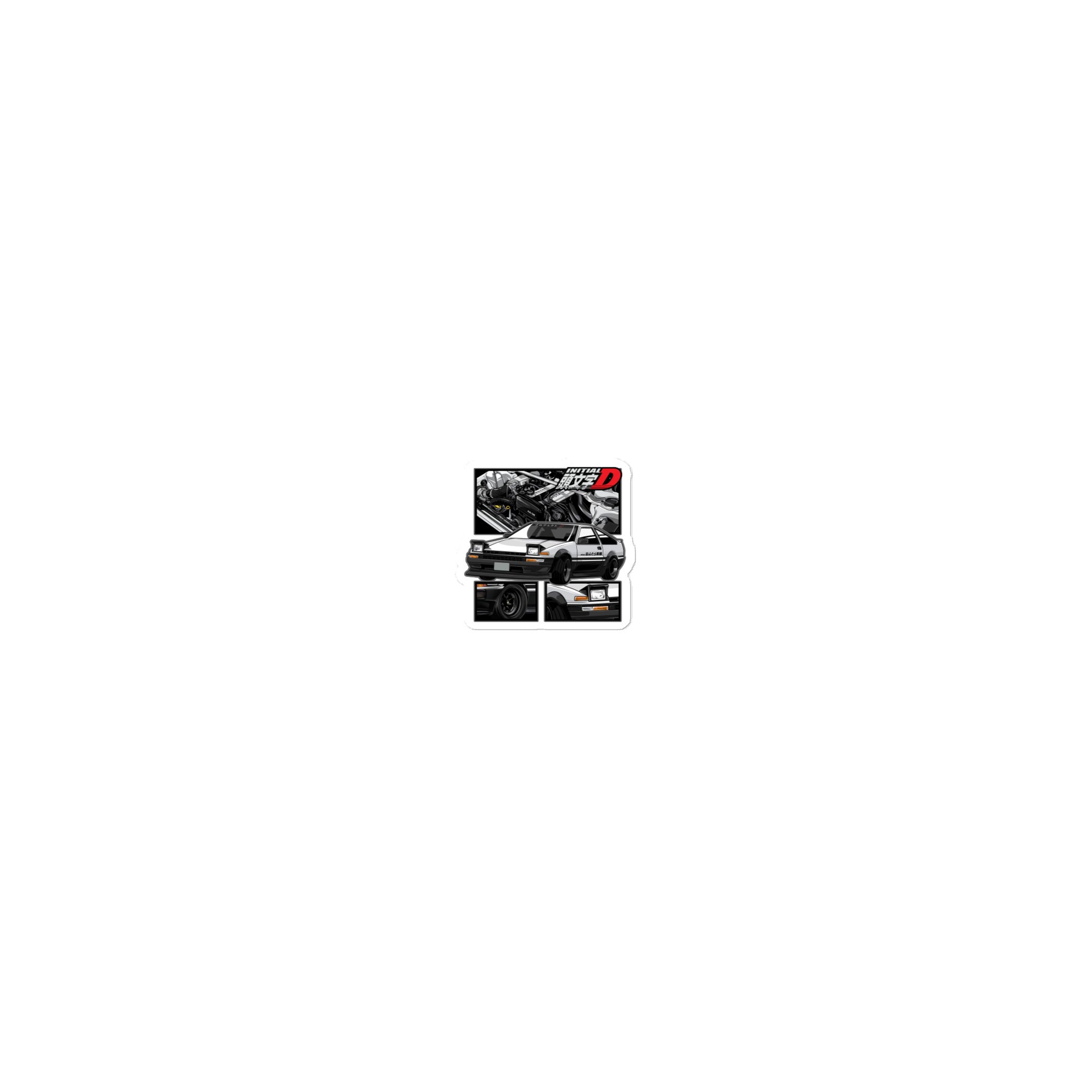 Initial D sticker featuring sleek racing cars and dynamic graphic design for fans of the anime series