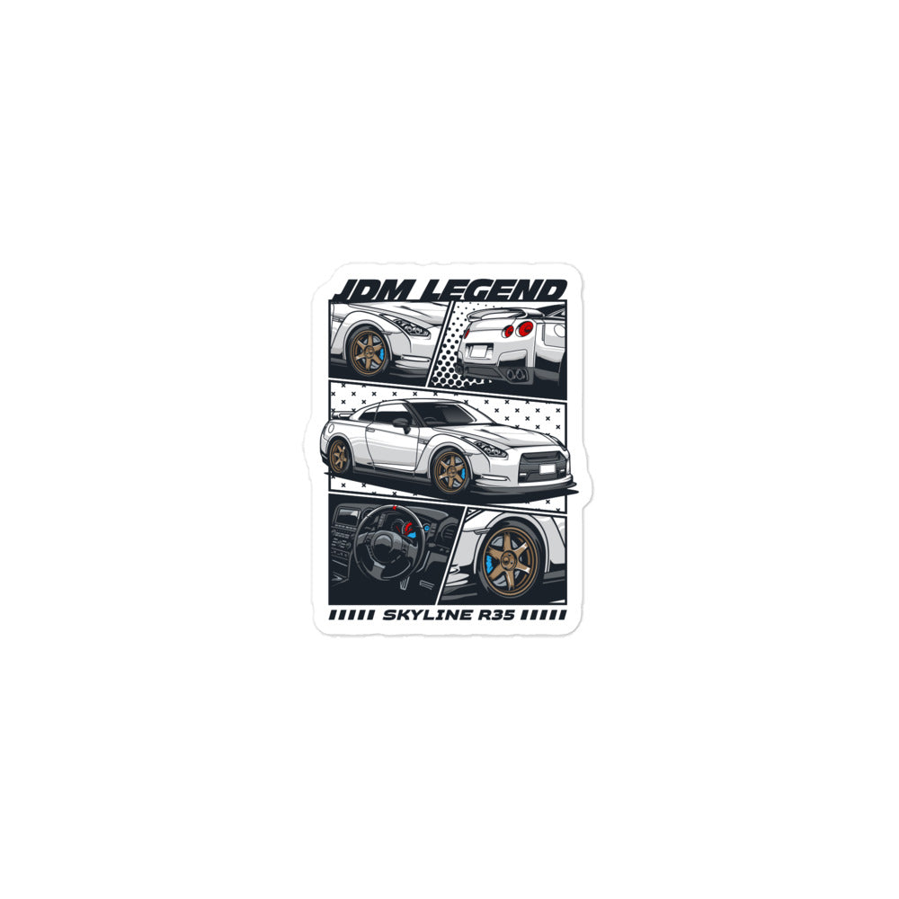 JDM Legend sticker featuring Skyline R35 design with sleek car graphics and vibrant colors