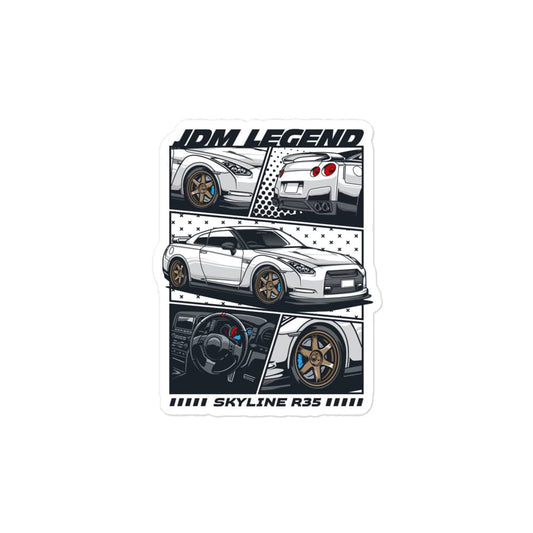 JDM Legend sticker featuring a Skyline R35 with detailed graphic design and vibrant colors