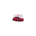Miata MX5 Bubble-free sticker | AMPD featuring a red car illustration with bold lettering