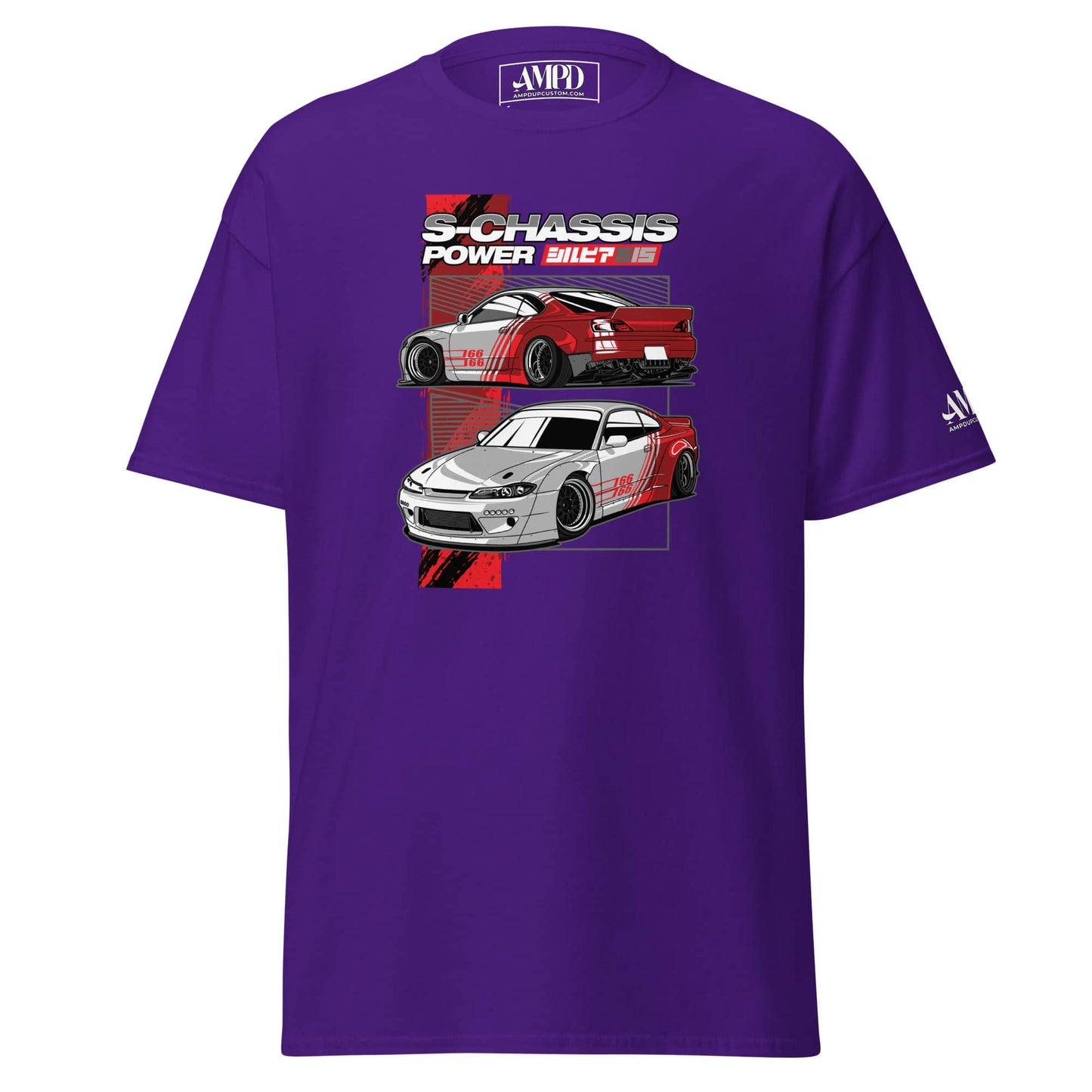 Purple S15 Nissan Silvia T-Shirt S-Chassis 240SX JDM Drift Car Graphic Tee featuring stylish car graphics