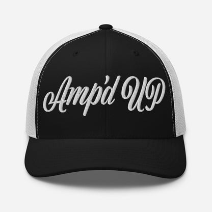 Amp'd Up Cursive Embroidered Trucker Cap - Amp'd Up Custom