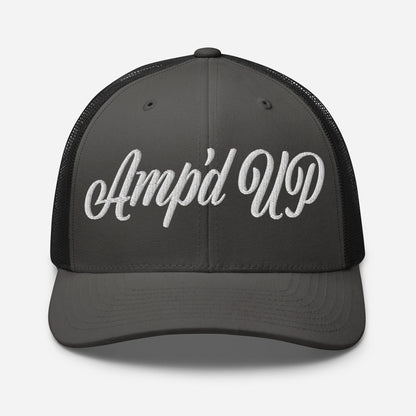 Amp'd Up Cursive Embroidered Trucker Cap - Amp'd Up Custom