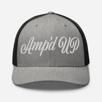 Amp'd Up Cursive Embroidered Trucker Cap - Amp'd Up Custom