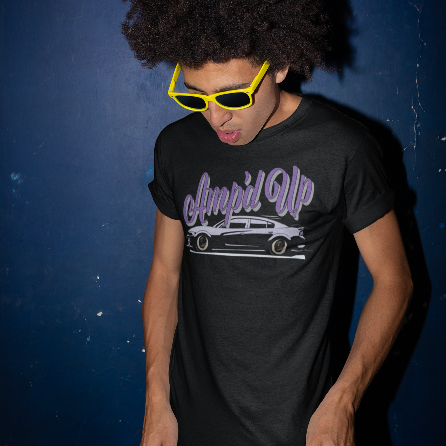 Amp'd Up Dark Purple Charger T-Shirt - Amp'd Up Custom