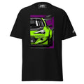 Subaru BRZ Graphic T-Shirt | AMPD featuring a vibrant green car design on a black background