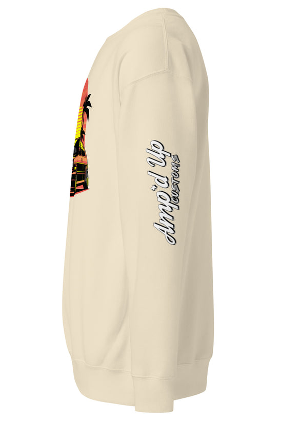 Beige Sunset Volkswagen Sweatshirt by Amp'd Up Custom featuring a vibrant graphic design