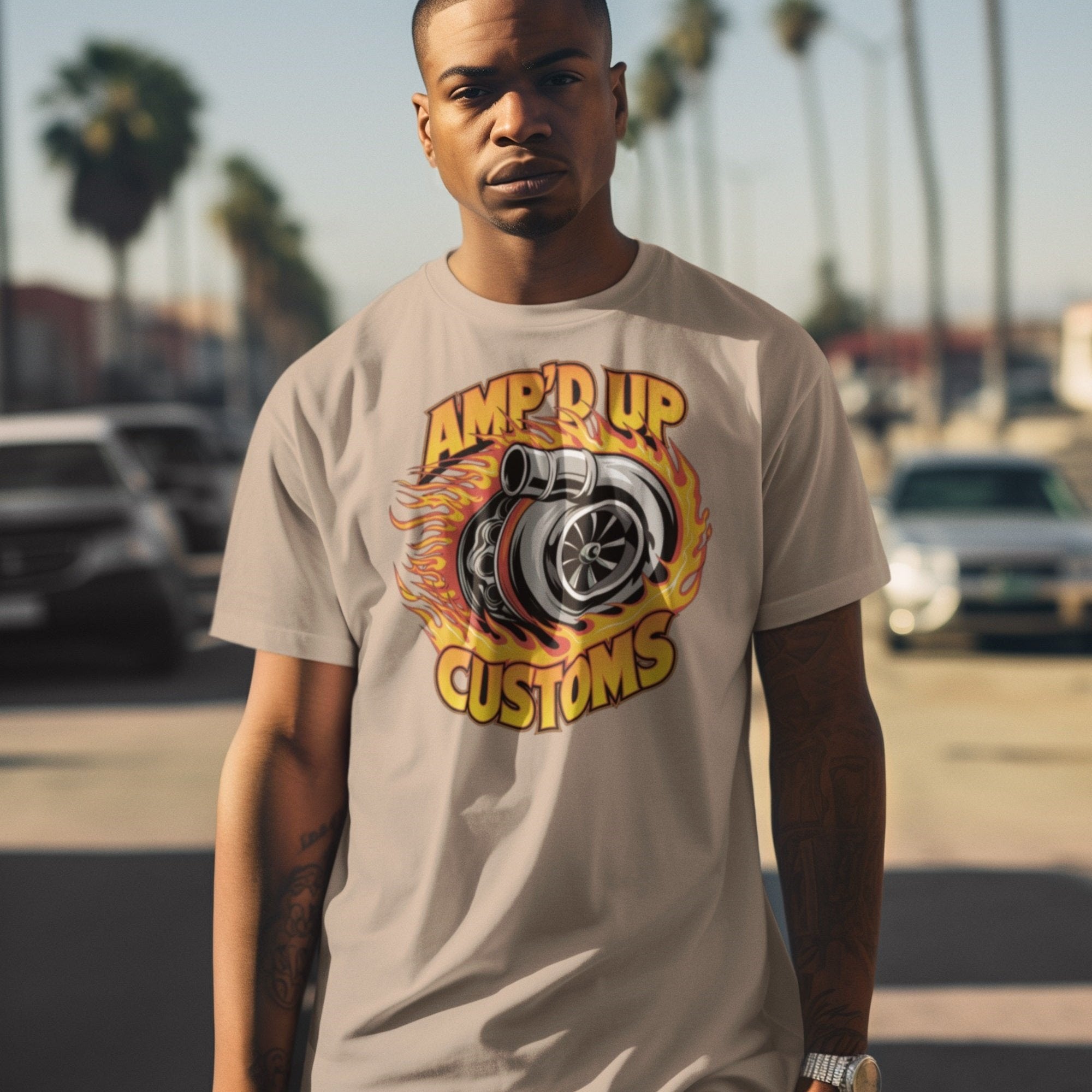 Amp'd Up Flaming Turbo T-Shirt