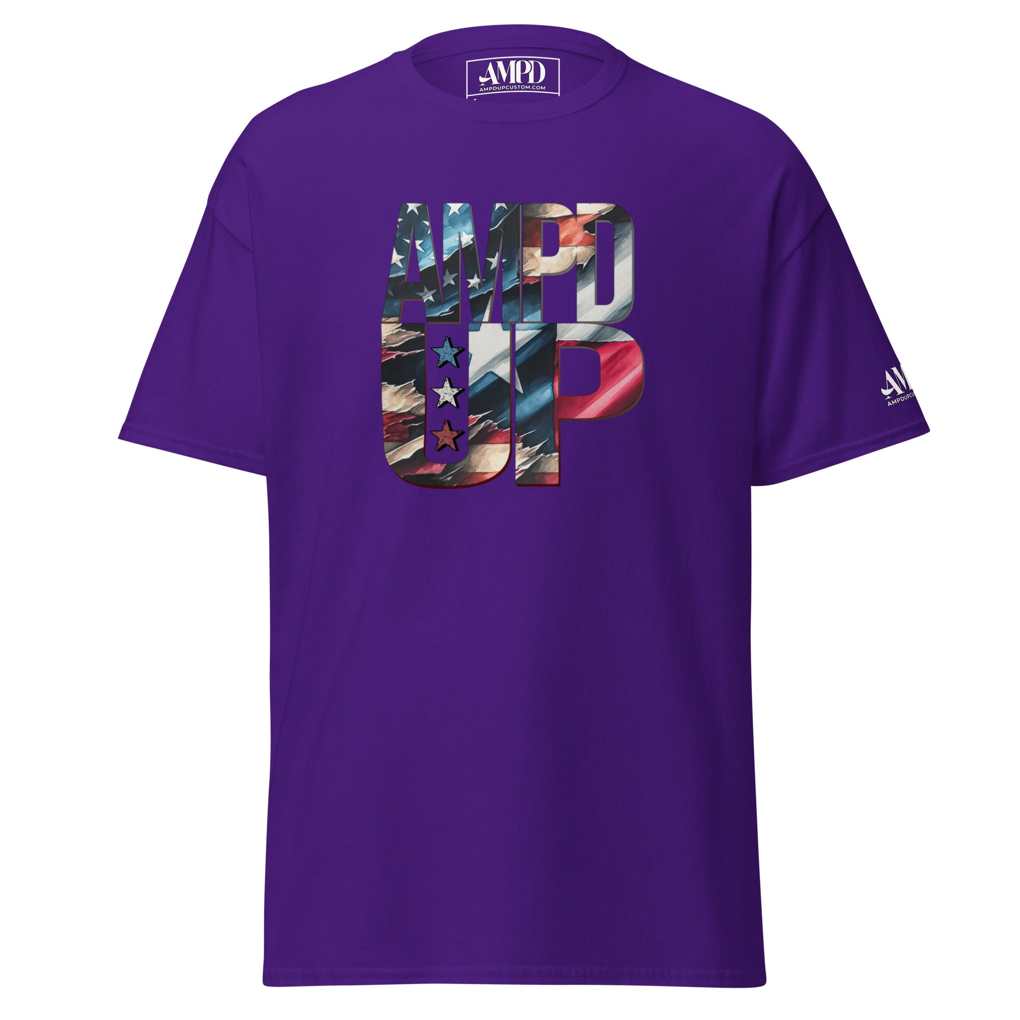 Texas Hero Tee Amp'd Up Graphic T-Shirt in purple featuring a patriotic AMPD UP design