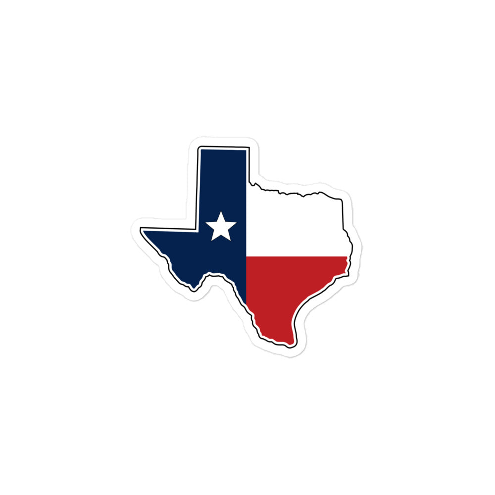 Texas stickers featuring the Texas state shape in red, white, and blue colors