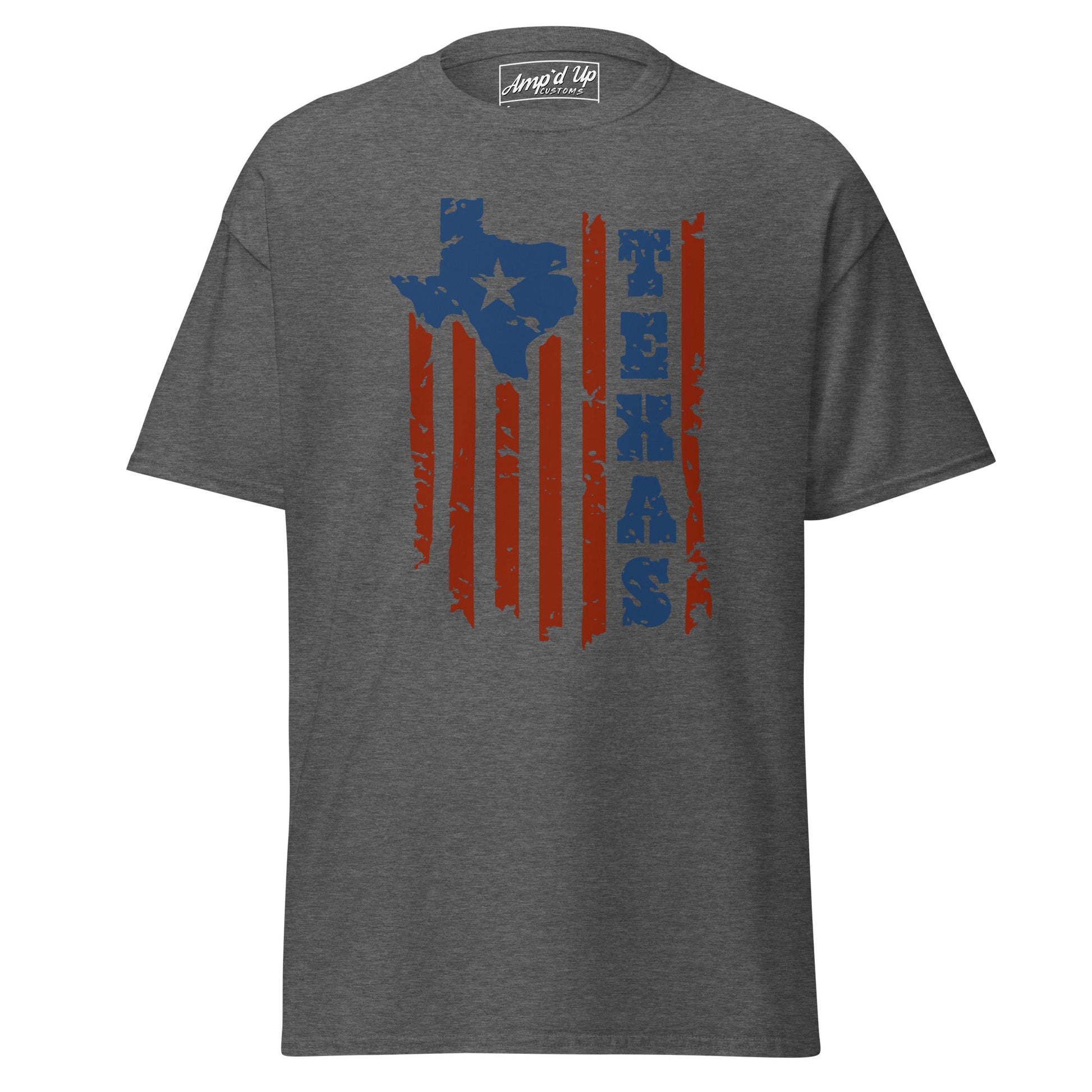 Texas T-Shirt in Gray with Distressed Texas Flag Design for Casual Wear