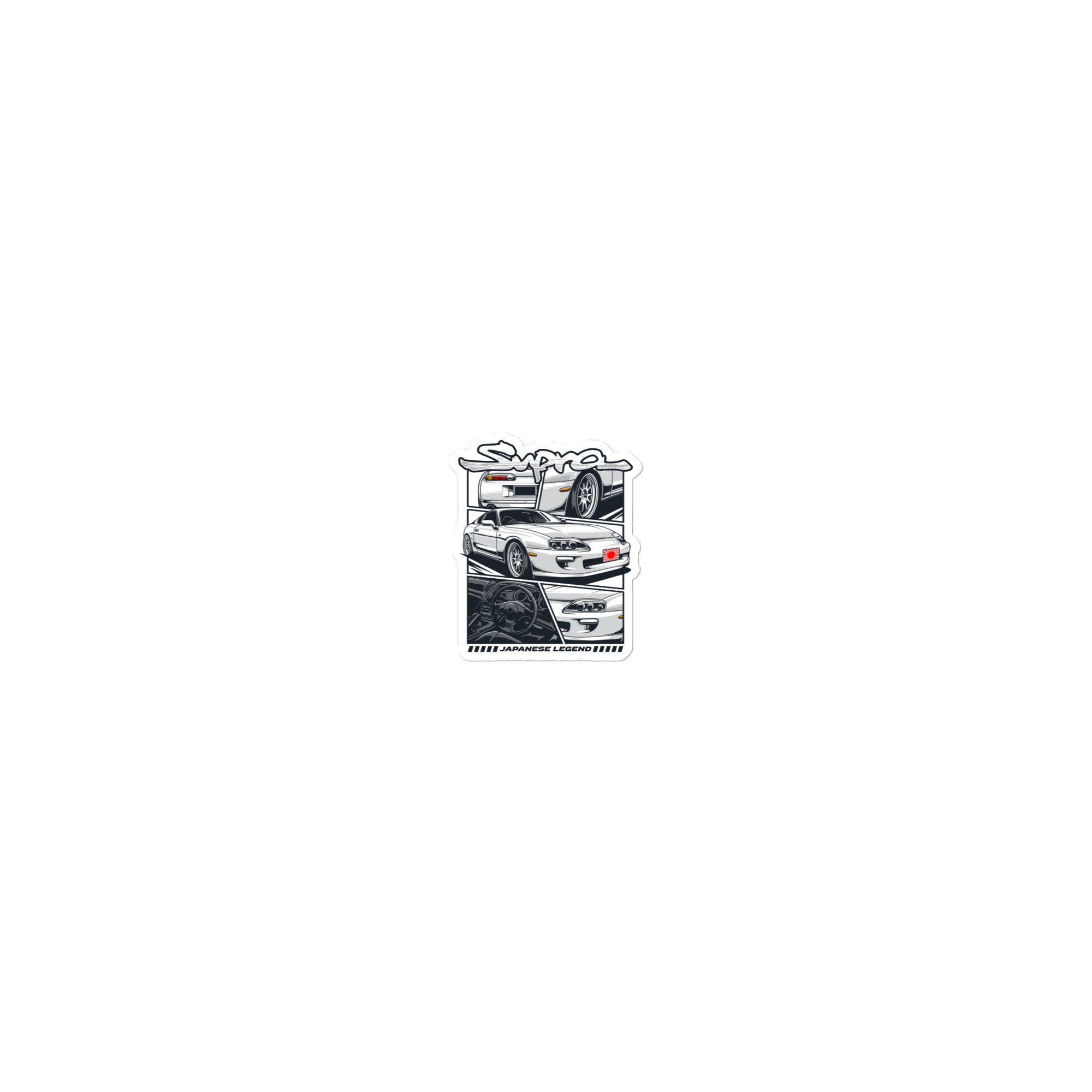Toyota Supra sticker featuring a stylish graphic of a classic car design