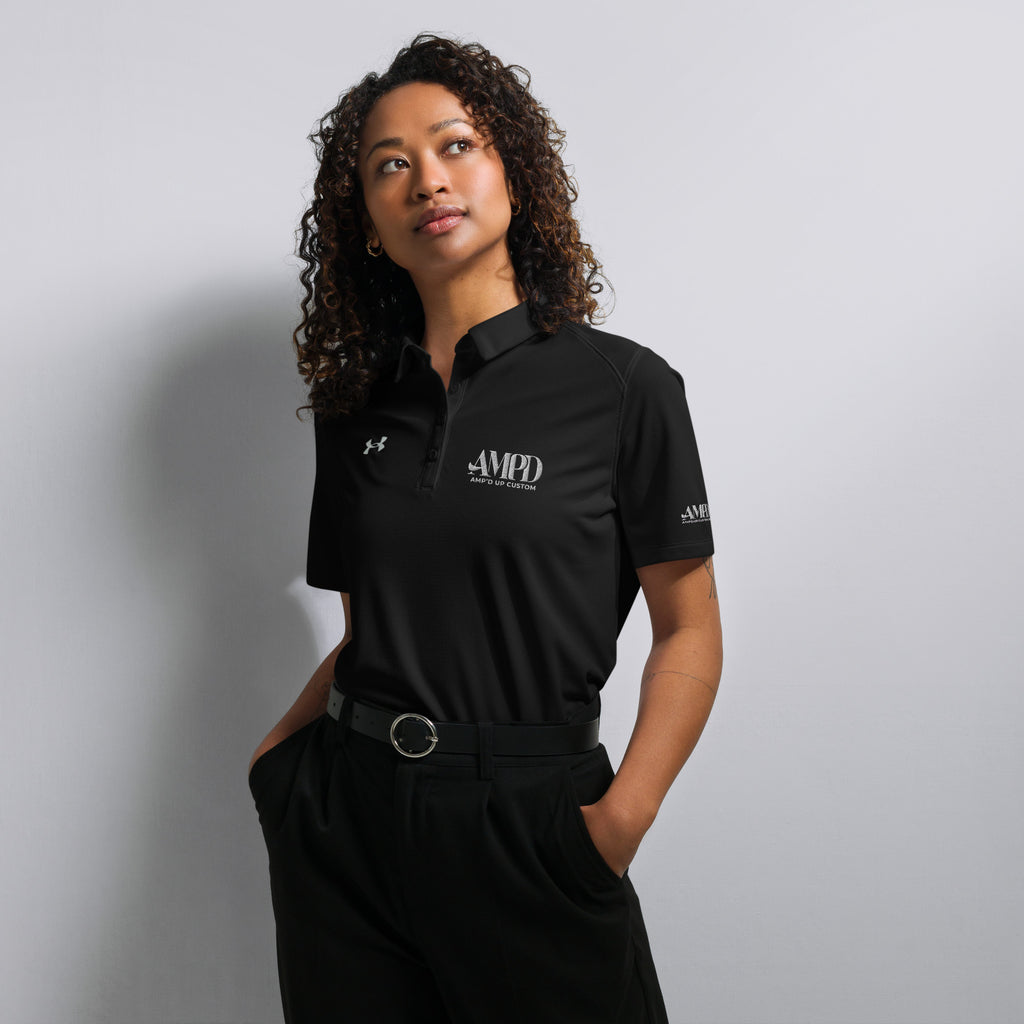 AMPD Official Under Armour Womens polo in black with stylish design and custom logo