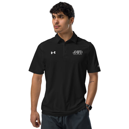 Amp'd Up Official Under Armour Men's Polo in Black with Embroidered Logo and Short Sleeves