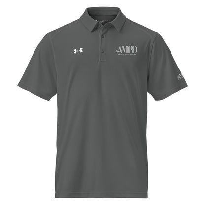 Amp'd Up Official Under Armour Men's Polo in Gray with stylish branding and a comfortable fit