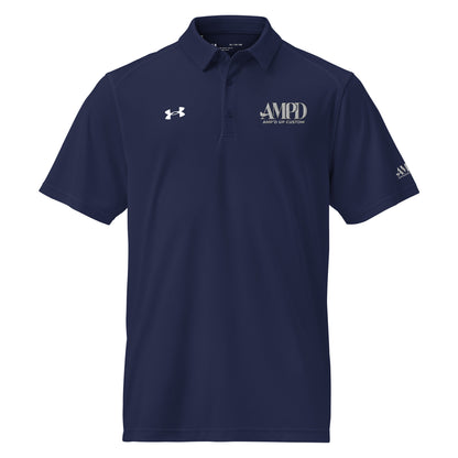 Amp'd Up Official Under Armour Men's Polo in navy blue with custom logo for a stylish look