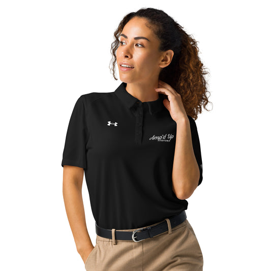 Amp'd Up Custom Official Under Armour Women's Polo in black, featuring a stylish fit and logo