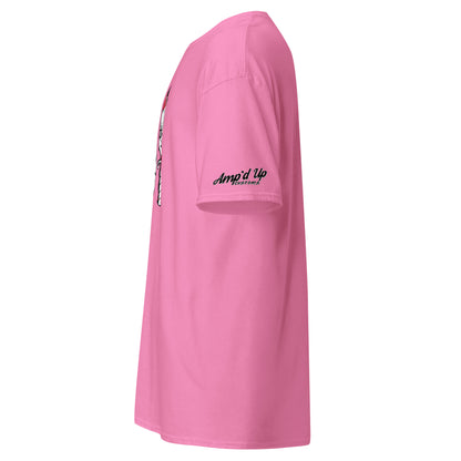 Pink Horror Movie Classic Knives T-Shirt by Amp'd Up Custom with logo on sleeve