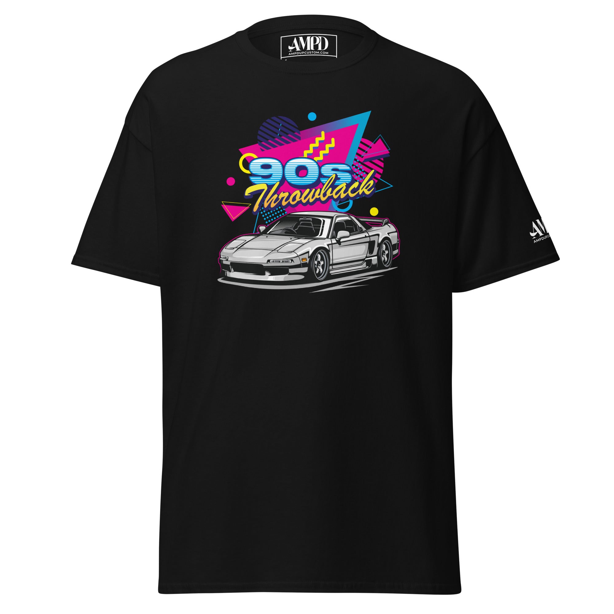 90s Throwback Honda Acura NSX NA1 Graphic T-Shirt | AMPD featuring vibrant retro design on black fabric