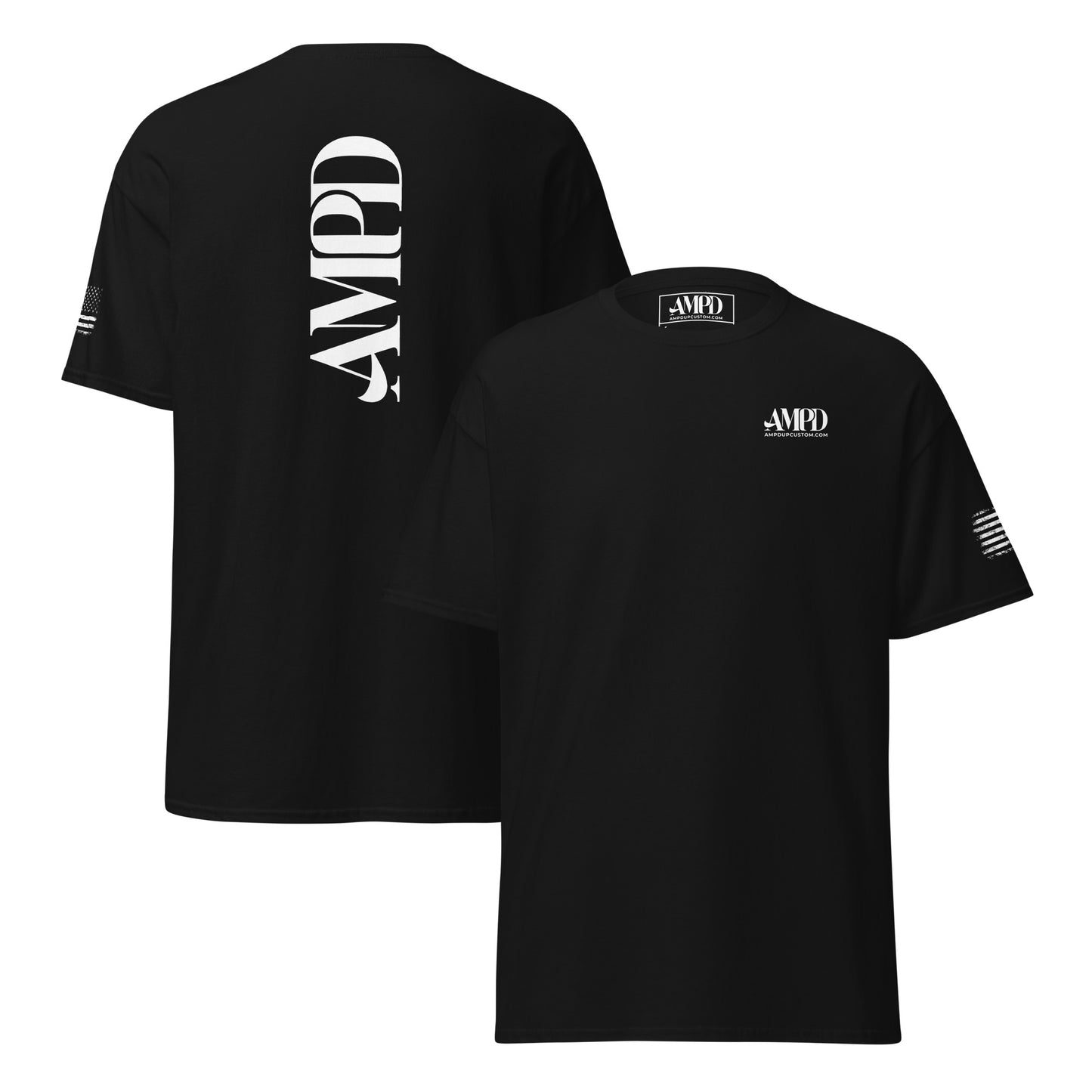 Amp'd Up Official 2026 AMPD Back Graphic T-Shirt in black with a bold logo design