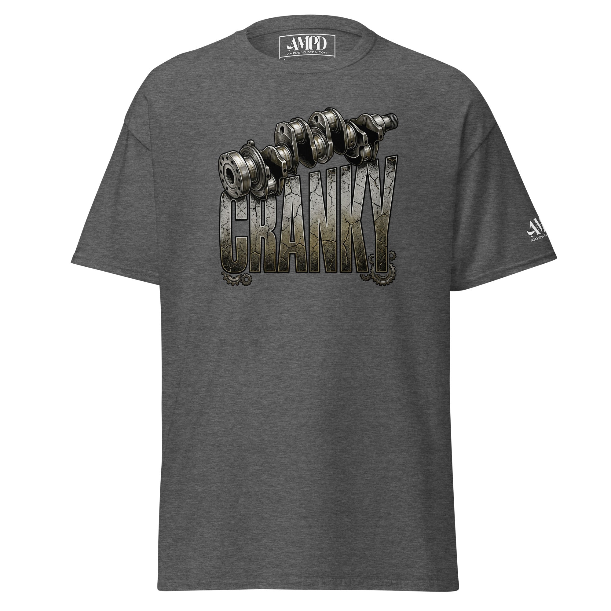 Gray t-shirt with 'Try Something New' text on a white background