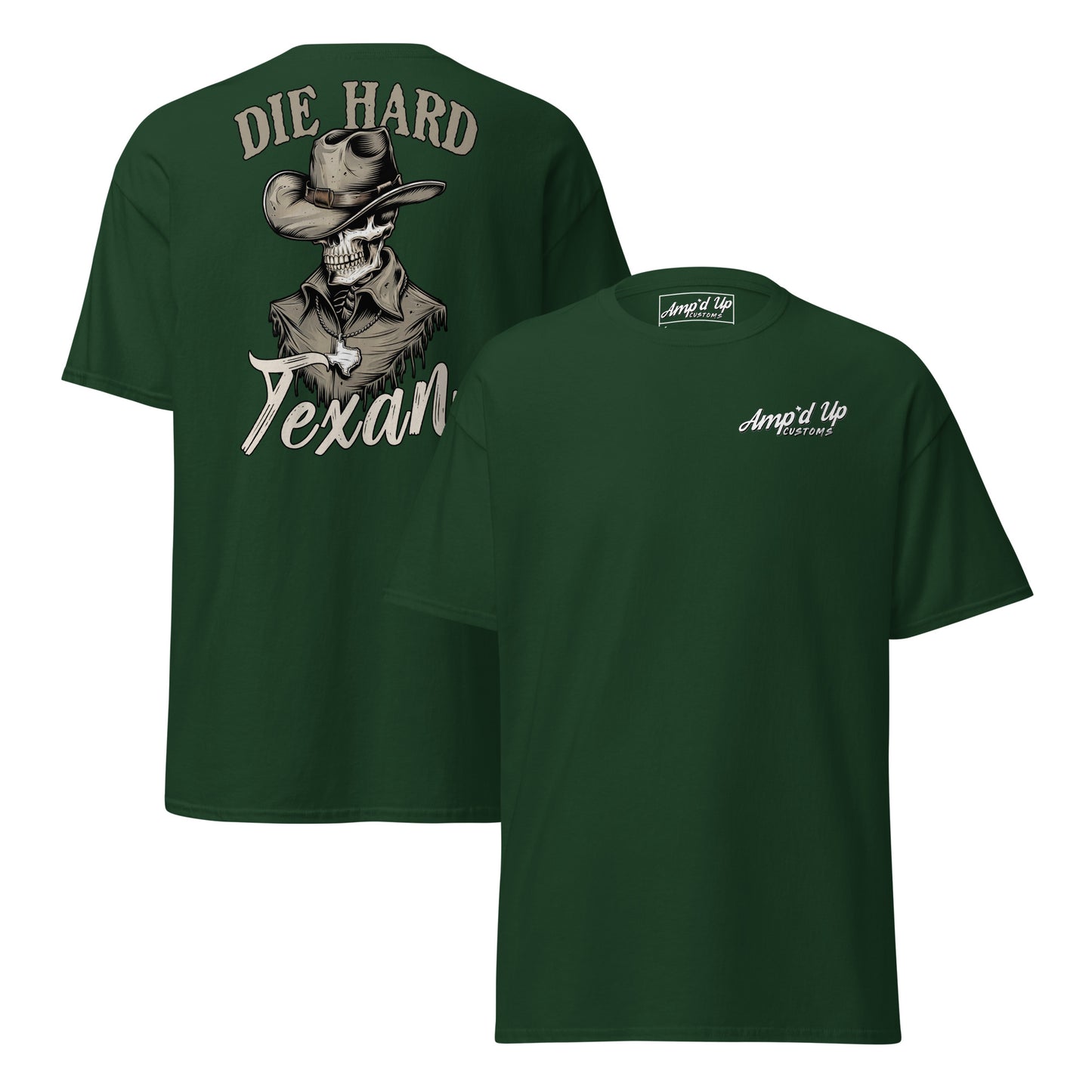 Die Hard Texan T-Shirt (back illustration) - Amp'd Up Custom