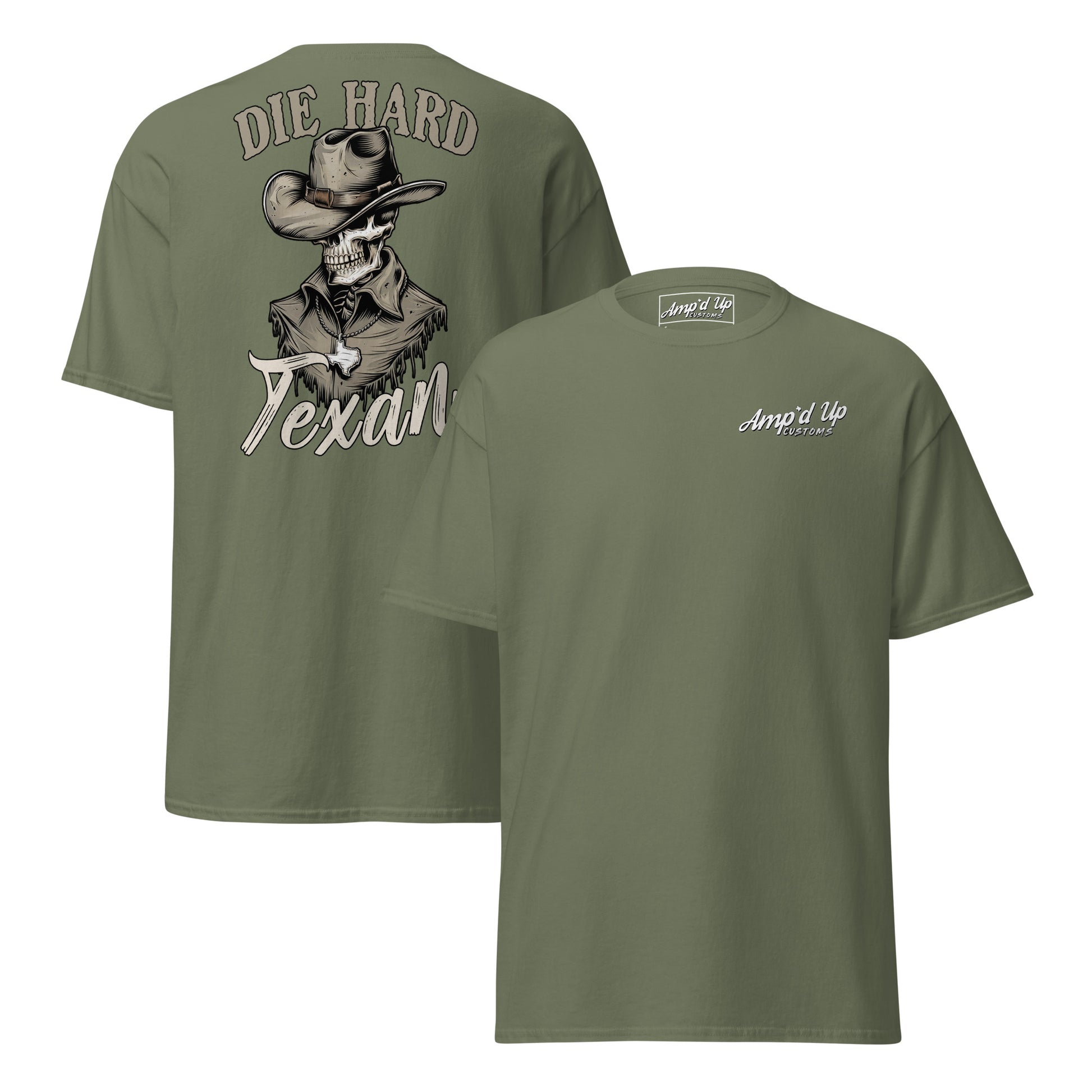 Die Hard Texan T-Shirt (back illustration) - Amp'd Up Custom
