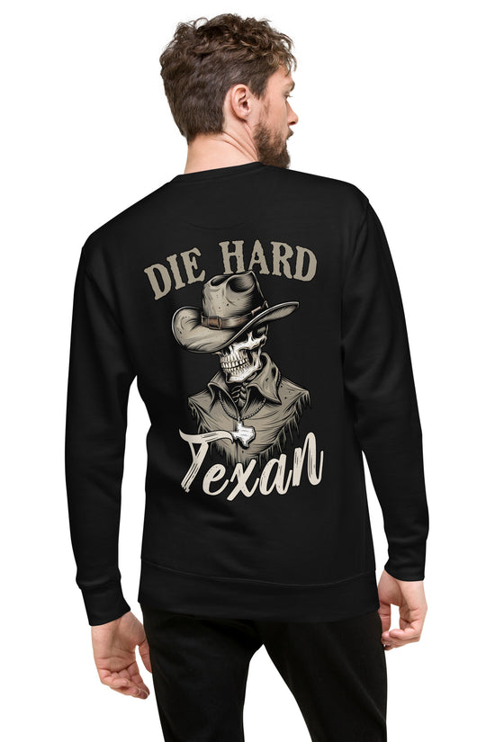 Die Hard Texan Sweatshirt (back illustration) - Amp'd Up Custom