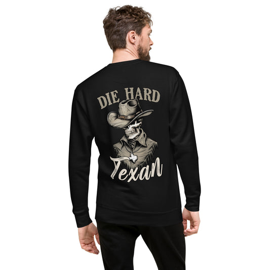 Die Hard Texan Sweatshirt (back illustration) - Amp'd Up Custom