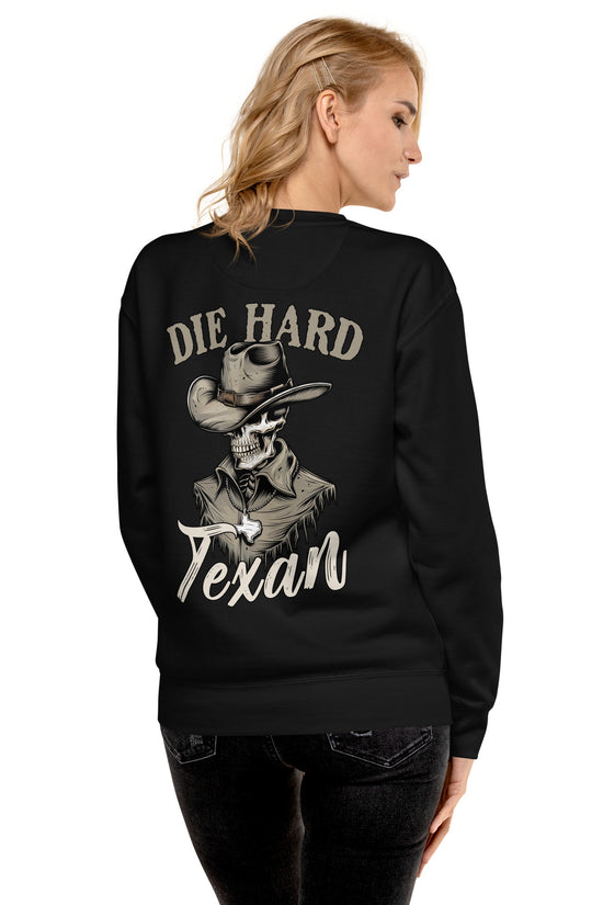 Die Hard Texan Sweatshirt (back illustration) - Amp'd Up Custom