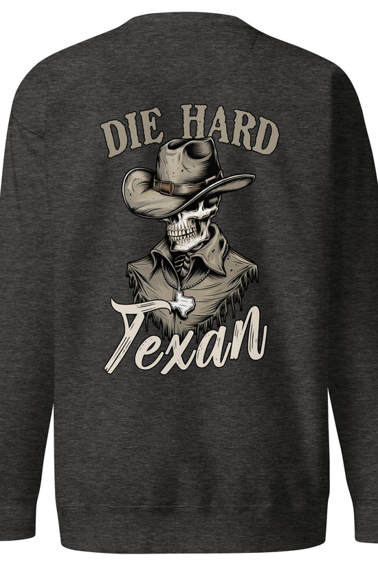Die Hard Texan Sweatshirt (back illustration) - Amp'd Up Custom