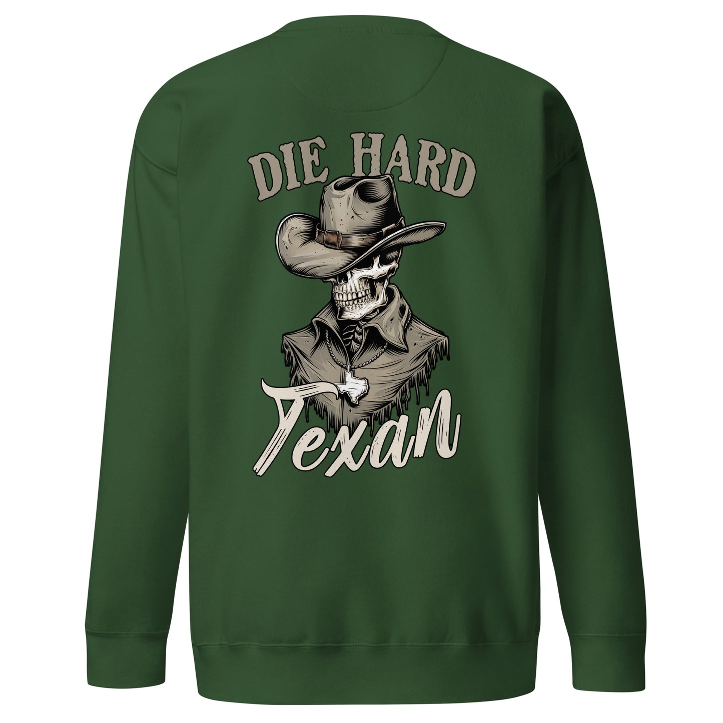 Die Hard Texan Sweatshirt (back illustration) - Amp'd Up Custom
