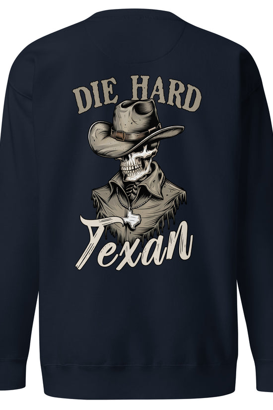 Die Hard Texan Sweatshirt (back illustration) - Amp'd Up Custom