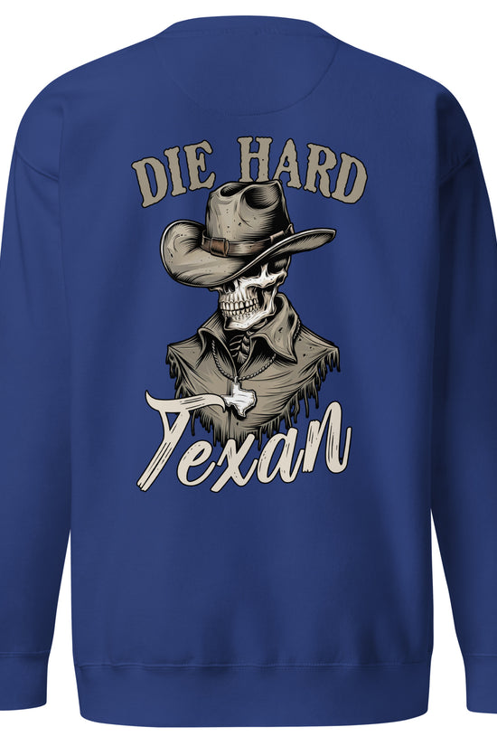 Die Hard Texan Sweatshirt (back illustration) - Amp'd Up Custom