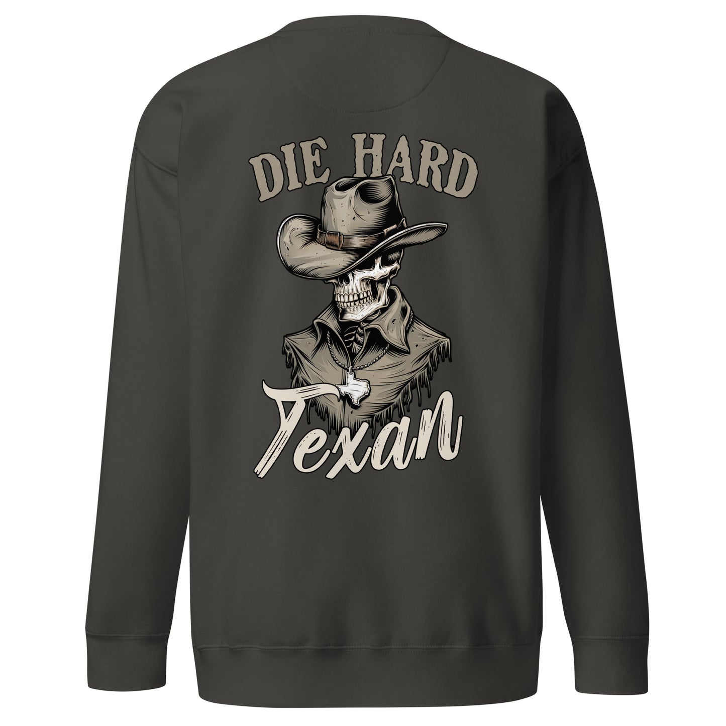 Die Hard Texan Sweatshirt (back illustration) - Amp'd Up Custom