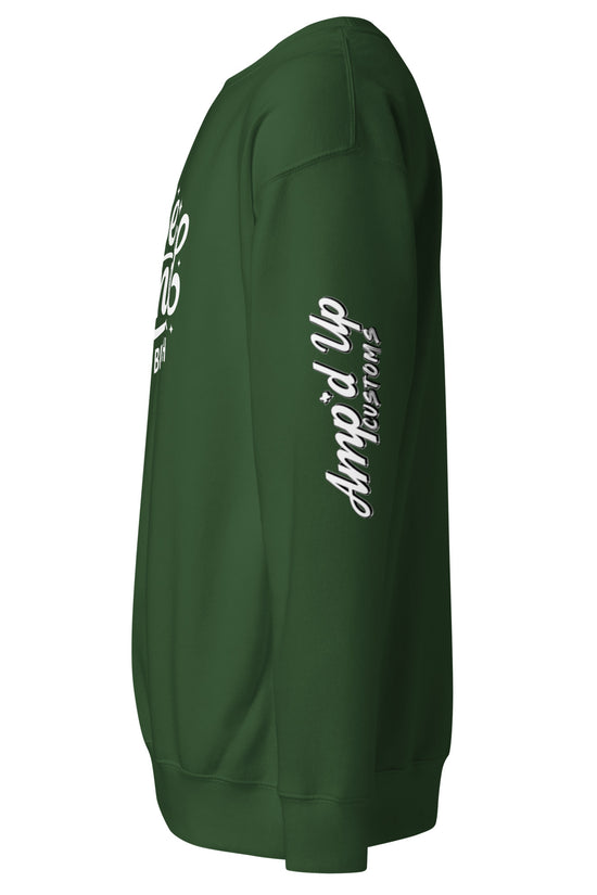 Amp'd Up Custom Be Kind, of a Bitch Sweatshirt in Green with Stylish Text Design on Sleeves