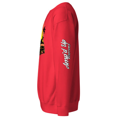 Red Sunset Volkswagen Sweatshirt by Amp'd Up Custom featuring vibrant sunset design and logo